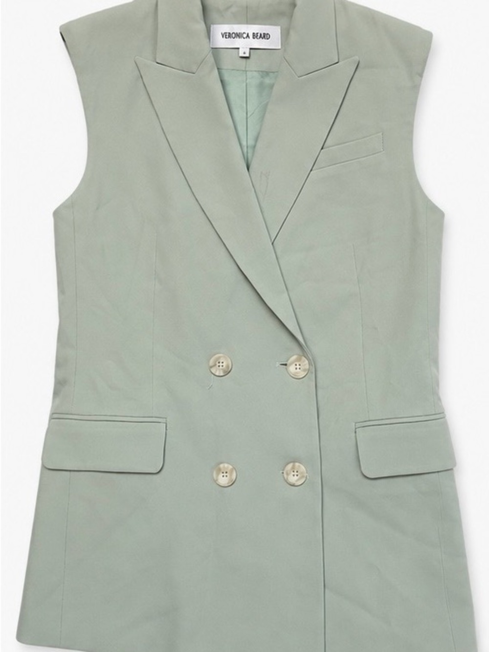 Veronica Beard Double-Breasted Sleeveless Blazer Vest in Sage Mint Green Sz 2 - Picture 3 of 6